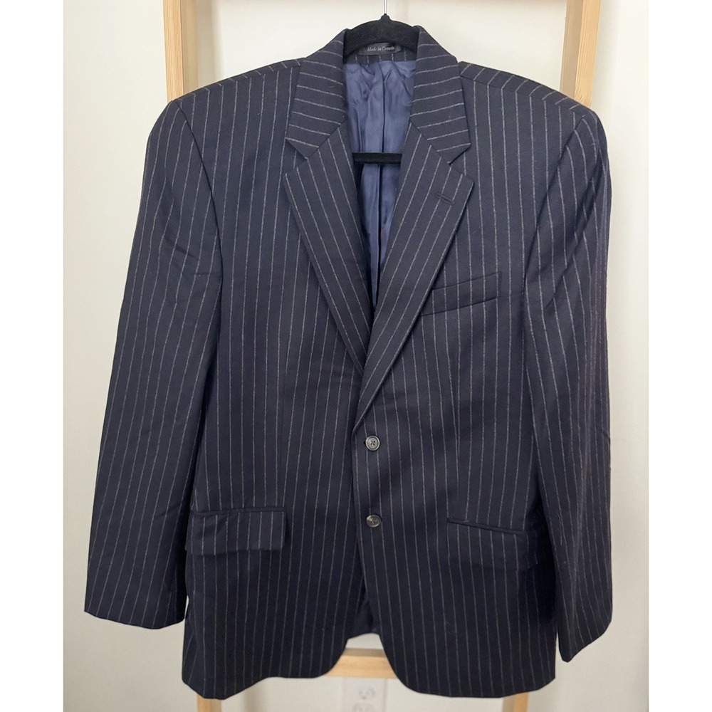 Lauren Ralph Lauren Blazer 40R Navy Pinstripe Wool Cashmere 2 Button Sport Coat